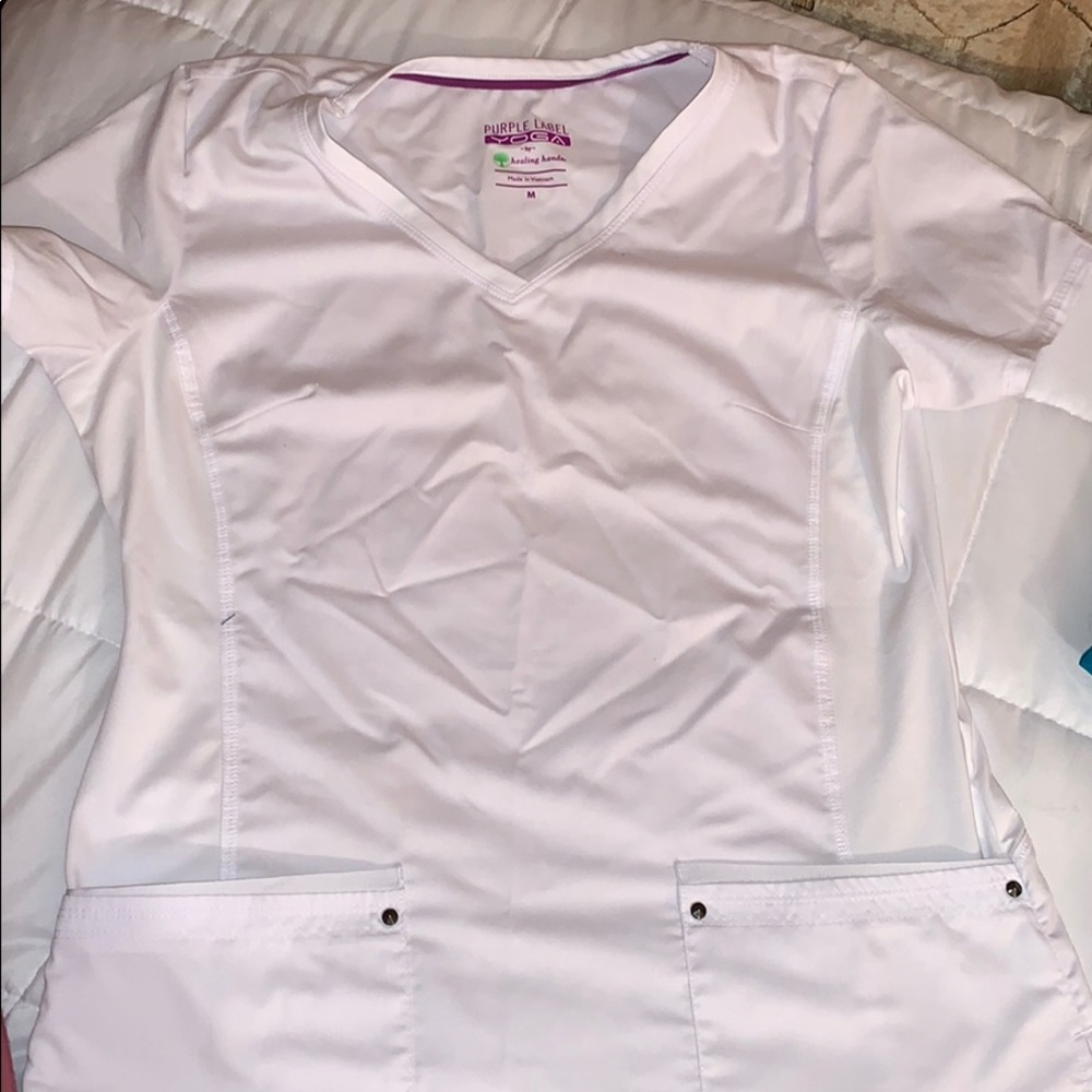 White Purple Label Scrub Top